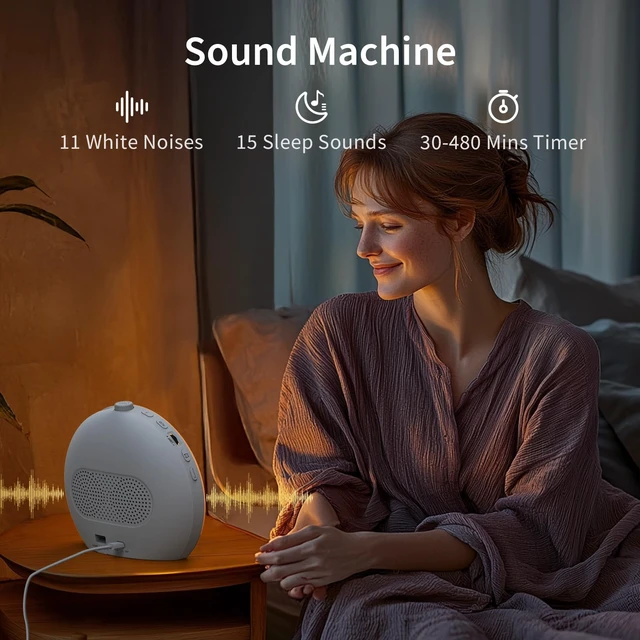 Alt view image 5 of 7 - Sunrise Alarm Clock Sound Machine, 26 Soothing Sounds | Backlit Buttons, White Noise Machine Night Light, Bluetooth Speaker Wake Up Light | Bedroom | Heavy Sleeper, Adults, Kids