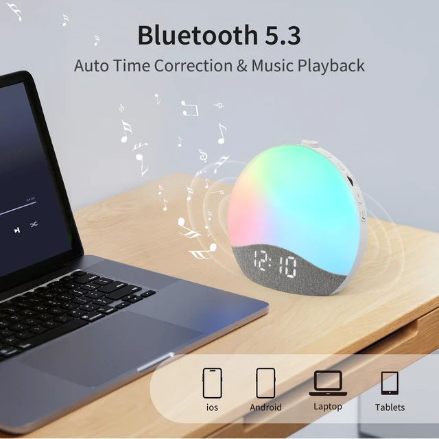 Alt view image 7 of 7 - Sunrise Alarm Clock Sound Machine, 26 Soothing Sounds | Backlit Buttons, White Noise Machine Night Light, Bluetooth Speaker Wake Up Light | Bedroom | Heavy Sleeper, Adults, Kids