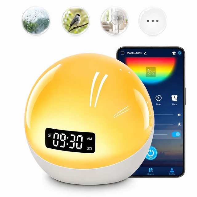Main image of White Noise Sound Machine with Sunrise Alarm Clock for Kids Baby Sleeping | 44 Non-Looping Soothing Sounds, 10-Color Night Lights, Easy APP Control, Gift for Kids Baby Nursery Bedroom Sleep Routine