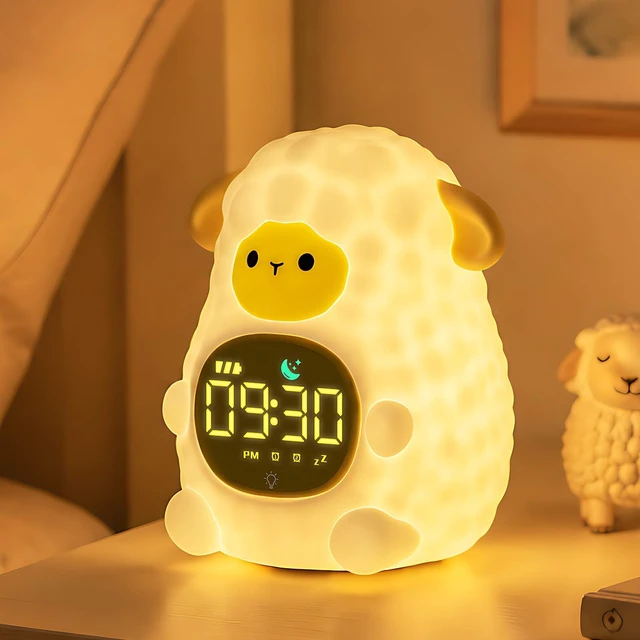 Main image of Sheep Kids Alarm Clock with Night Light, OK to Wake Clock for Toddler | Cute Digital Clock for Bedroom Bedside, Dual Alarm, Multicolor Night Light, White Noise, Desk Clock Gift for Boys and Girls