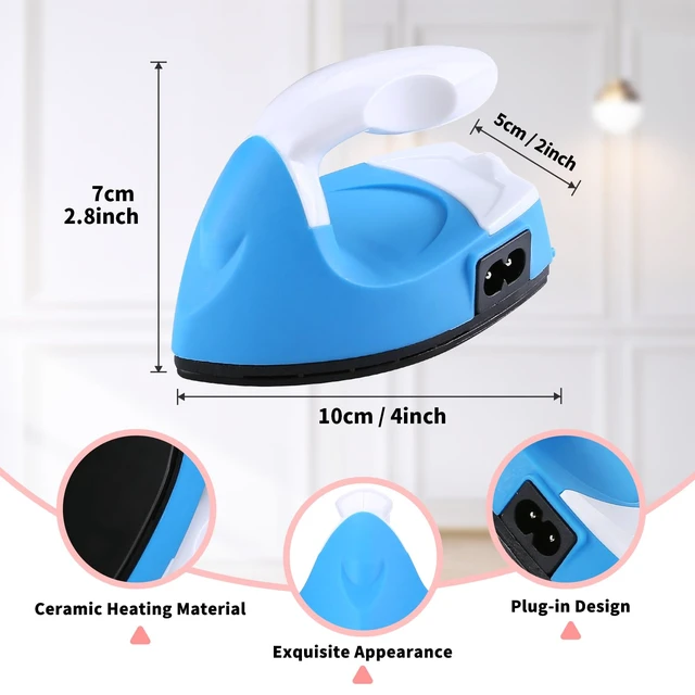 Alt view image 2 of 7 - Mini Iron for Crafts with Charging Base, Blue | Fast Heating, Portable Mini Heat Press, For Sewing, Ironing On Patches, Perler Beads, Heat Transfer, DIY Crafts