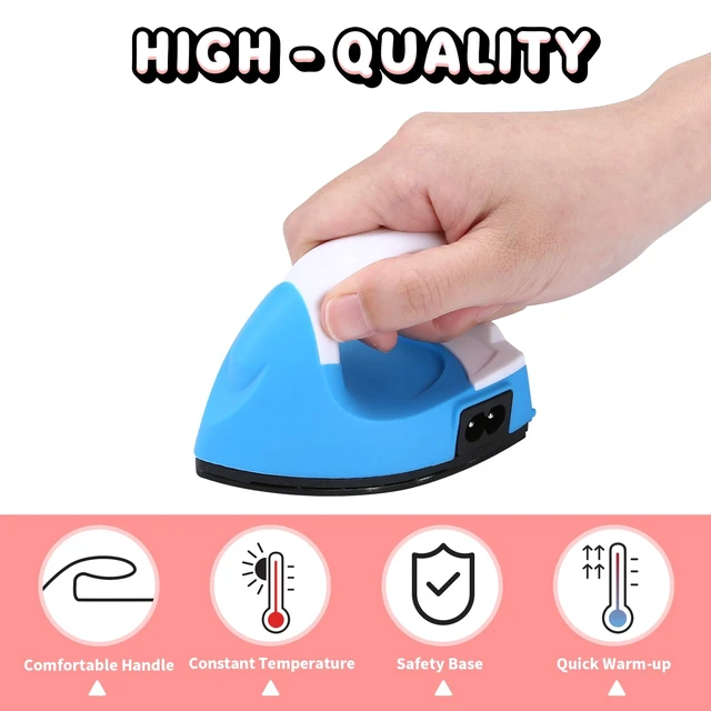 Alt view image 3 of 7 - Mini Iron for Crafts with Charging Base, Blue | Fast Heating, Portable Mini Heat Press, For Sewing, Ironing On Patches, Perler Beads, Heat Transfer, DIY Crafts