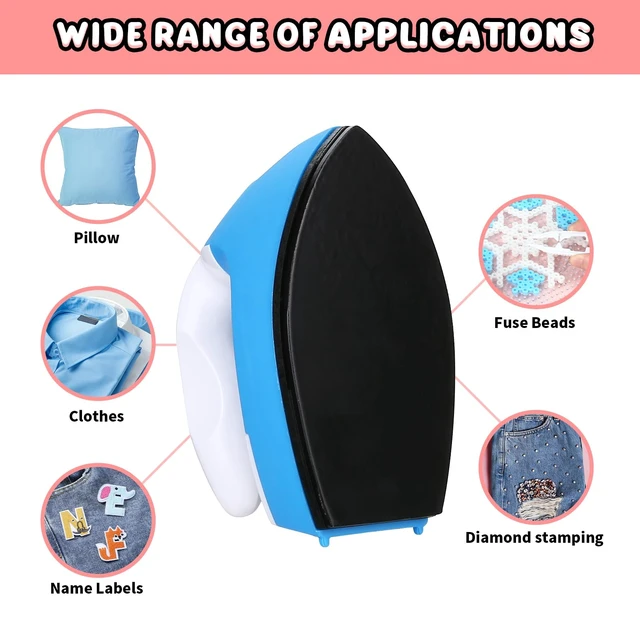 Alt view image 5 of 7 - Mini Iron for Crafts with Charging Base, Blue | Fast Heating, Portable Mini Heat Press, For Sewing, Ironing On Patches, Perler Beads, Heat Transfer, DIY Crafts