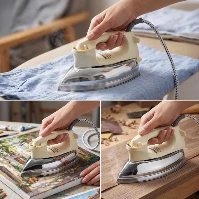 Alt view image 6 of 7 - Lightweight Portable Dry Iron for Industry Household Usage Upgraded Mirror Stainless Steel Soleplate Without Steam 700W Gift for Housewarming, 2.4LB