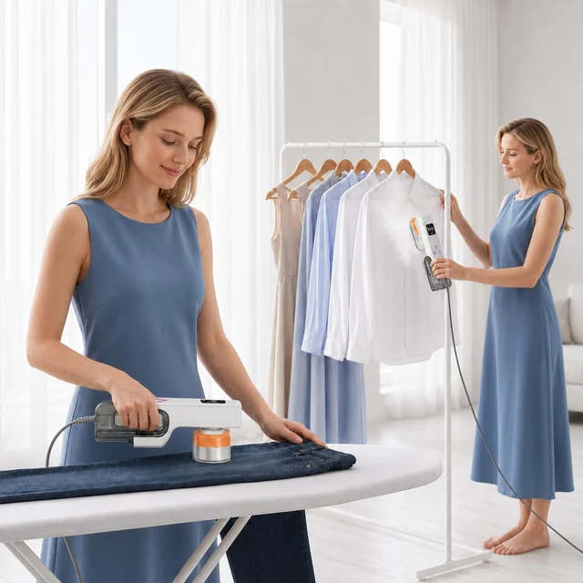 Alt view image 3 of 7 - Steamer for Clothes, Portable Garment Steamer Travel Size,1000W Travel Steamer & Iron 2 in 1 Portable Iron with Adjustment Steam and Ironing Function