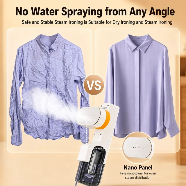 Alt view image 4 of 7 - Steamer for Clothes, Portable Garment Steamer Travel Size,1000W Travel Steamer & Iron 2 in 1 Portable Iron with Adjustment Steam and Ironing Function