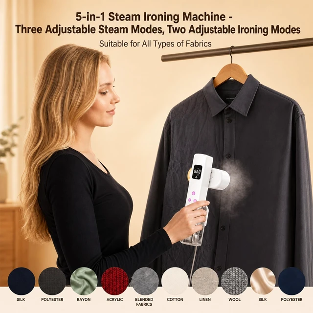 Alt view image 6 of 7 - Steamer for Clothes, Portable Garment Steamer Travel Size,1000W Travel Steamer & Iron 2 in 1 Portable Iron with Adjustment Steam and Ironing Function