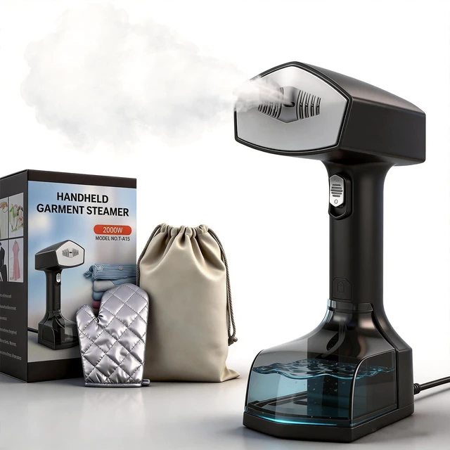 Main image of Handheld Garment Steamer for Clothes, 2000W, 10s Heat-Up, 350ml Tank | 40g/min steaming with 3 settings for delicate to heavy fabrics, Leak-Proof, Use for Travel, Home, Office, Wardrobe Care