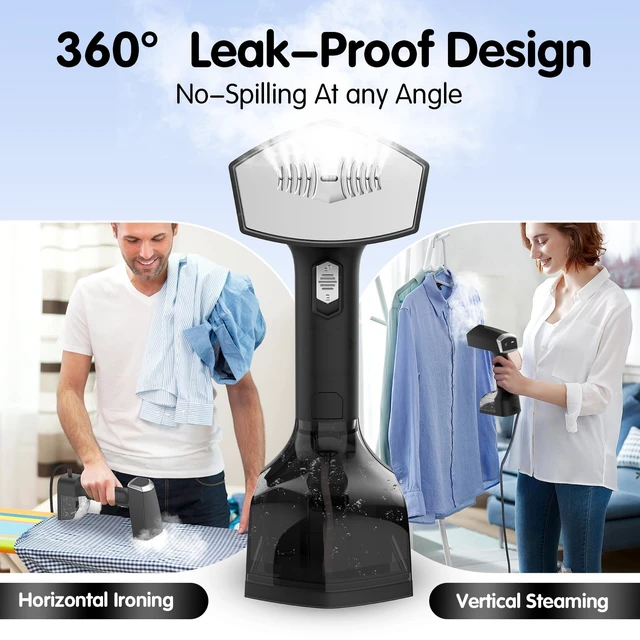 Alt view image 5 of 7 - Handheld Garment Steamer for Clothes, 2000W, 10s Heat-Up, 350ml Tank | 40g/min steaming with 3 settings for delicate to heavy fabrics, Leak-Proof, Use for Travel, Home, Office, Wardrobe Care