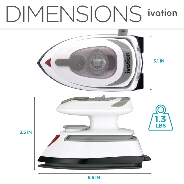 Alt view image 5 of 7 - Mini Travel Steam Iron, Dual Voltage, 5 Steam Vents, ETL Certified | Slips inside a suitcase or carry-on for business trips - nonstick soleplate glides on cotton, silk, and linen fabrics