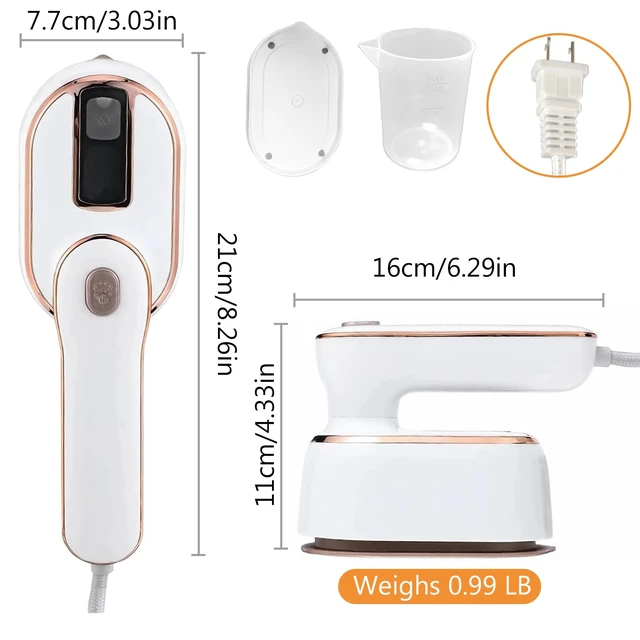 Alt view image 3 of 6 - Portable Handheld Steamer for Clothes, 2-in-1 Ironing & Steaming,180° Rotatable Multi-Directional, Mini Travel Steamer,suitable for clothing of the majority of sizes/thickness for Dorm Room, White