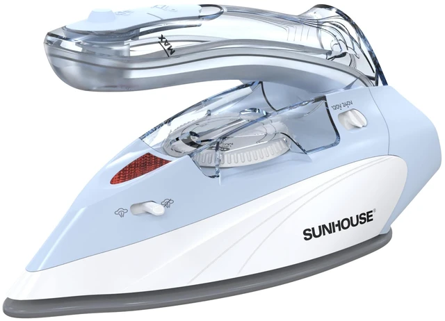 Main image of Mini Travel Iron, Dual Voltage 120V/240V Steam Iron for Clothes | 1100W Small Portable Design with Foldable Handle, Non-Stick Ceramic Soleplate, 5 Temperature Settings, 6 Feet Cord