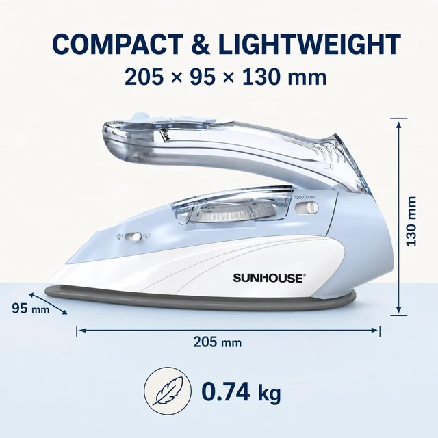 Alt view image 4 of 7 - Mini Travel Iron, Dual Voltage 120V/240V Steam Iron for Clothes | 1100W Small Portable Design with Foldable Handle, Non-Stick Ceramic Soleplate, 5 Temperature Settings, 6 Feet Cord