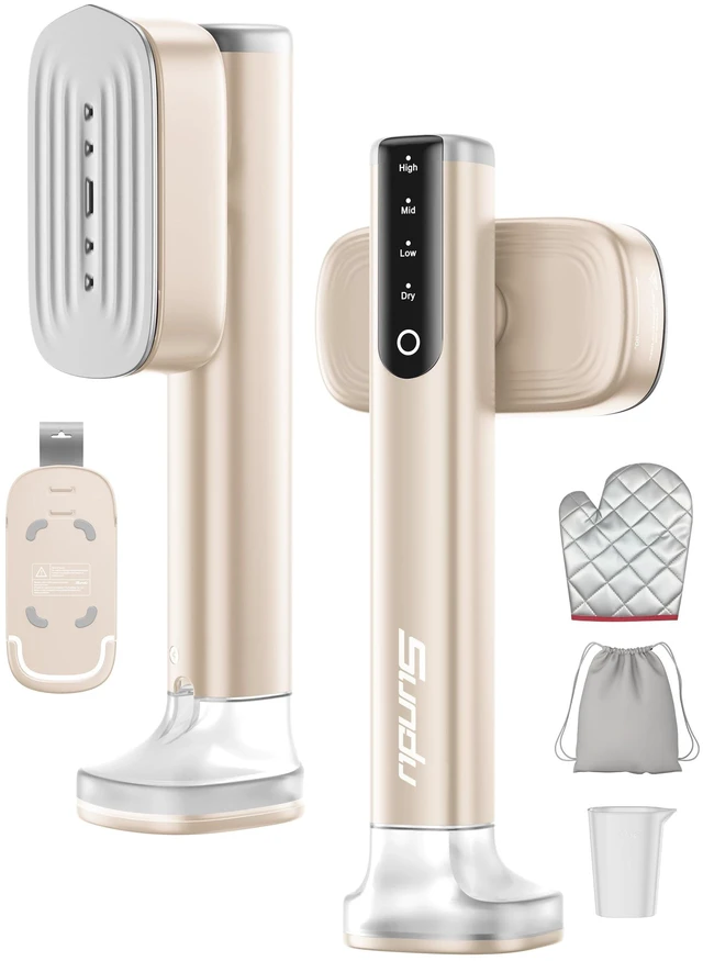 Main image of Travel Steamer for Clothes, Portable Handheld Garment Steamer | 15s Fast Heat-up,2 Water Tanks (180 ml&100 ml),Steamer Ironing Gloves,45 Minutes of Continuous Ironing for Home,Travel Gold