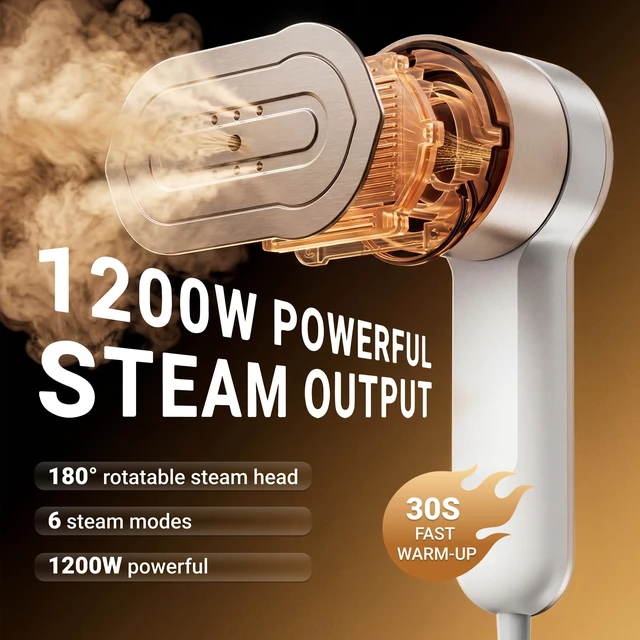 Alt view image 7 of 7 - Travel Steamer & Iron with 6 Modes, 1200W Portable Mini Steamer | 180° Rotatable Head, 30s Fast Heat-Up, 120ML Tank, Handheld Garment Steamer for Clothes 110V Only