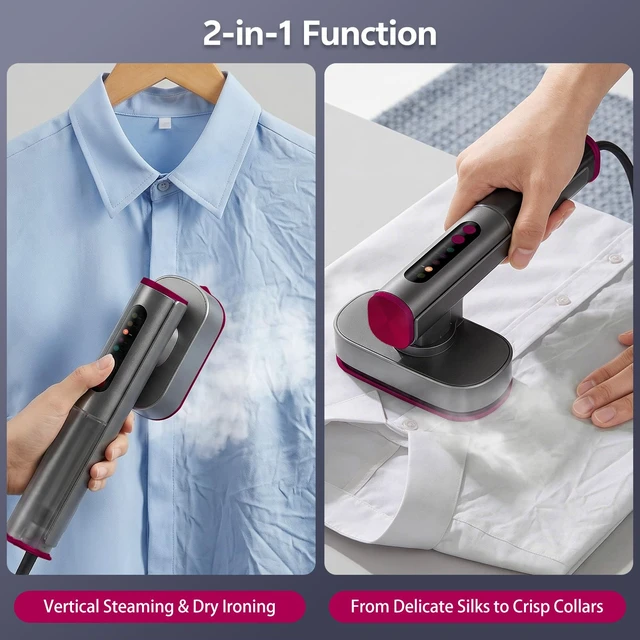 Alt view image 3 of 7 - Travel Steamer for Clothes, Dual Voltage 100-240V, Portable Steamer & Iron | 15s heat-up, 2 in 1 Handheld Garment Steamer & Iron, 3 steam modes, 105ml tank for Global, Europe, Business