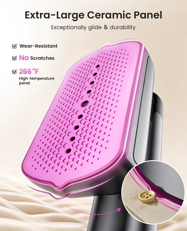 Alt view image 7 of 7 - Travel Steamer for Clothes 1200W,200ml/100ml Dual Water Tanks | 1.6Ib,2-in-1 Steamer & Iron,30s Fast Heat,Ceramic Soleplate,Travel & Home Use