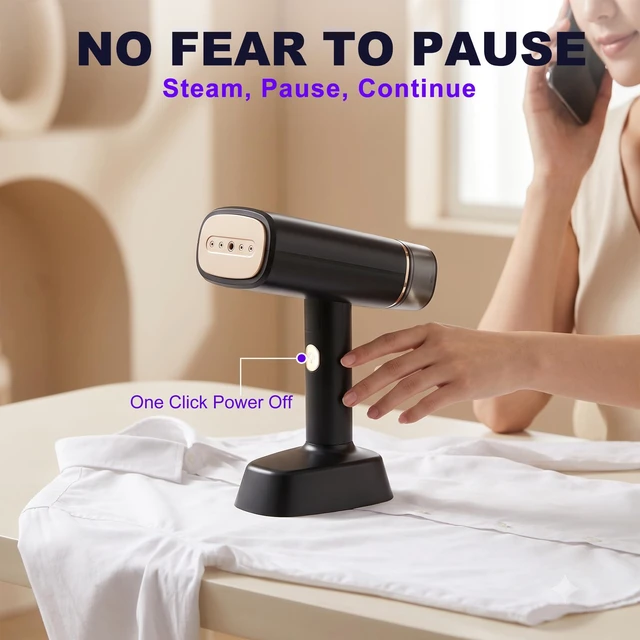 Alt view image 3 of 7 - Foldable Travel Steamer, Dual Voltage(100~250V) Steamer for Clothes | Leak-Proof, Works vertically or horizontally on all fabrics, Mini Garment Steamer, Compact for wordwide travel
