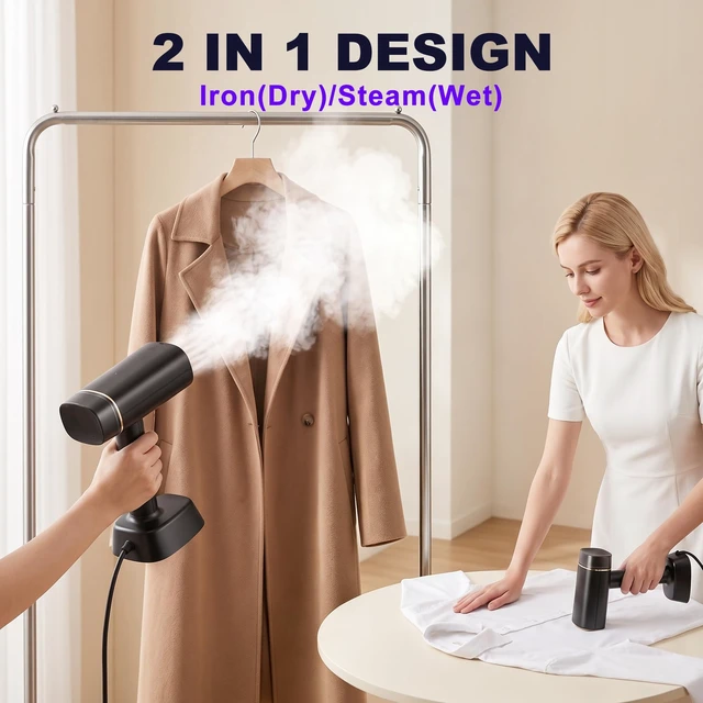 Alt view image 4 of 7 - Foldable Travel Steamer, Dual Voltage(100~250V) Steamer for Clothes | Leak-Proof, Works vertically or horizontally on all fabrics, Mini Garment Steamer, Compact for wordwide travel