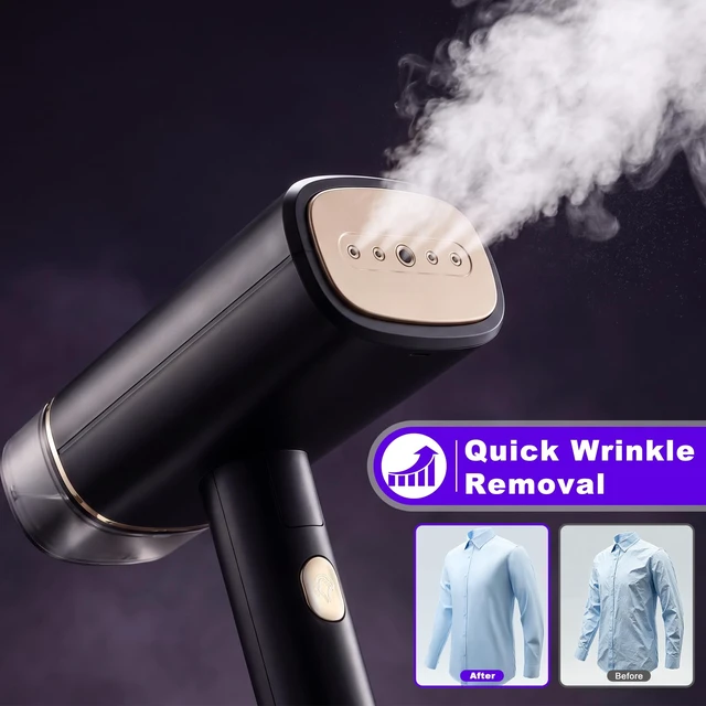 Alt view image 7 of 7 - Foldable Travel Steamer, Dual Voltage(100~250V) Steamer for Clothes | Leak-Proof, Works vertically or horizontally on all fabrics, Mini Garment Steamer, Compact for wordwide travel
