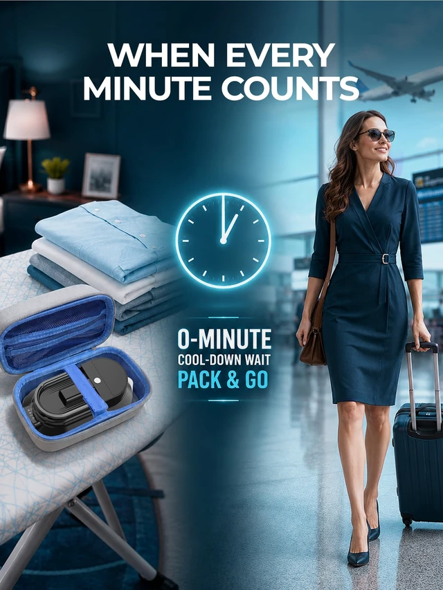 Alt view image 4 of 7 - Mini Travel Iron for Clothes - Dual Voltage Portable Dry Iron for Travel | Non-Stick Soleplate and Cord Storage, Easy Temperature Control, Ideal for Travel, Hotels and Touch-Ups 100-240V