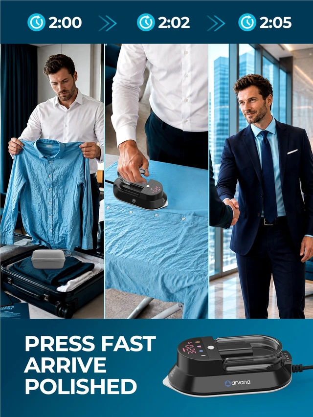 Alt view image 6 of 7 - Mini Travel Iron for Clothes - Dual Voltage Portable Dry Iron for Travel | Non-Stick Soleplate and Cord Storage, Easy Temperature Control, Ideal for Travel, Hotels and Touch-Ups 100-240V