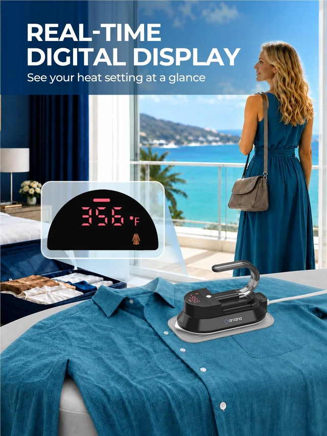 Alt view image 7 of 7 - Mini Travel Iron for Clothes - Dual Voltage Portable Dry Iron for Travel | Non-Stick Soleplate and Cord Storage, Easy Temperature Control, Ideal for Travel, Hotels and Touch-Ups 100-240V