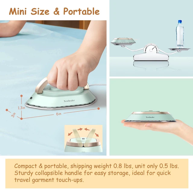 Alt view image 5 of 7 - Travel Iron Set, 100-240V Mini Dry Iron for Clothes (No Steam) | Max 300W, Heats in 60s, 302 Ceramic Soleplate, Handy Heat Press, 0.5lbs Lightweight for Quick Touch-ups Worldwide