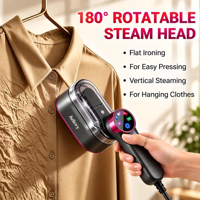Alt view image 4 of 6 - Travel Steamer for Clothes, 1200W Handheld Garment Steamer with 4 Fabric Steam Levels & Dry Iron Mode, Water Shortage Reminder, 160ml Water Tank, Portable Iron for Home, Hotel Wrinkle Remove