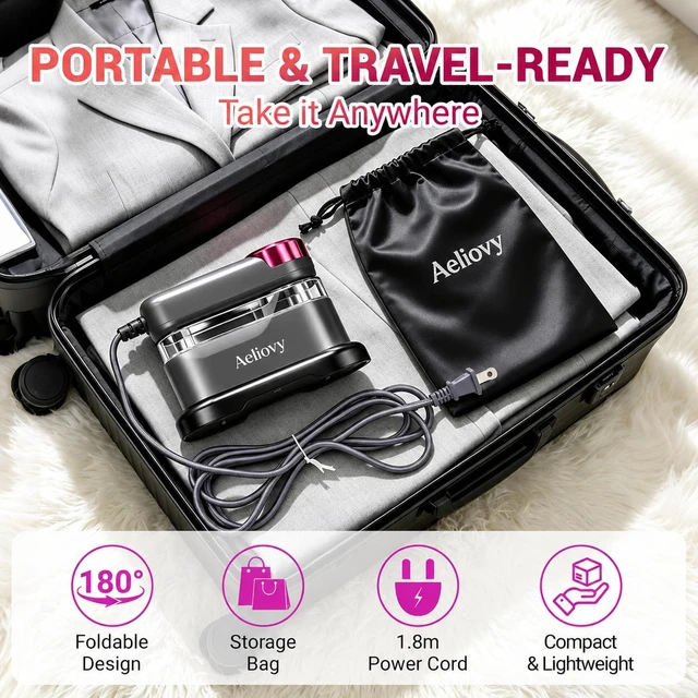 Alt view image 5 of 6 - Travel Steamer for Clothes, 1200W Handheld Garment Steamer with 4 Fabric Steam Levels & Dry Iron Mode, Water Shortage Reminder, 160ml Water Tank, Portable Iron for Home, Hotel Wrinkle Remove