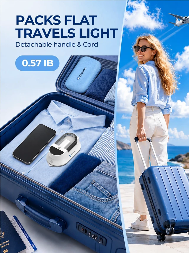 Alt view image 3 of 7 - Mini Travel Iron for Clothes - Dual Voltage Portable Dry Iron for Travel | Non-Stick Soleplate and Cord Storage, Easy Temperature Control, Ideal for Travel, Hotels and Touch-Ups 100-240V