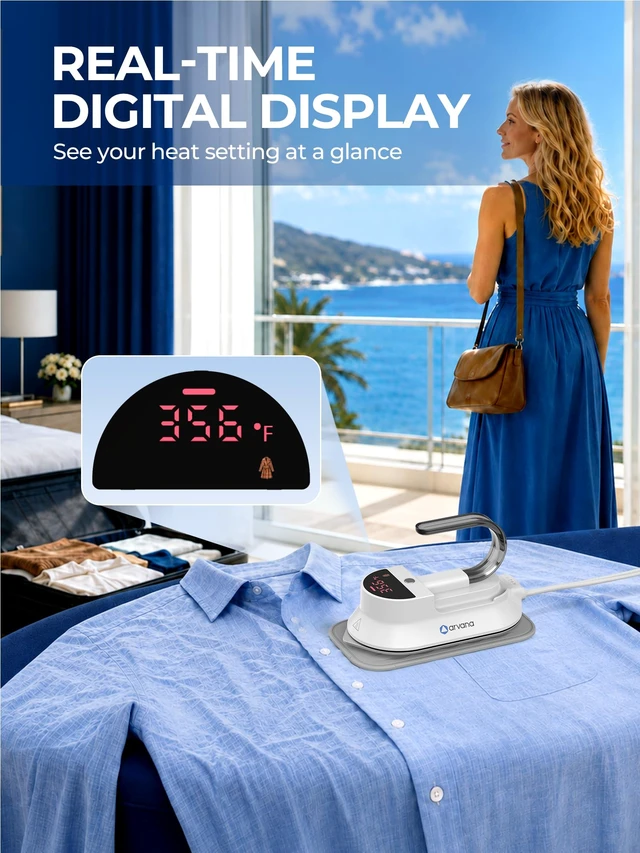 Alt view image 7 of 7 - Mini Travel Iron for Clothes - Dual Voltage Portable Dry Iron for Travel | Non-Stick Soleplate and Cord Storage, Easy Temperature Control, Ideal for Travel, Hotels and Touch-Ups 100-240V