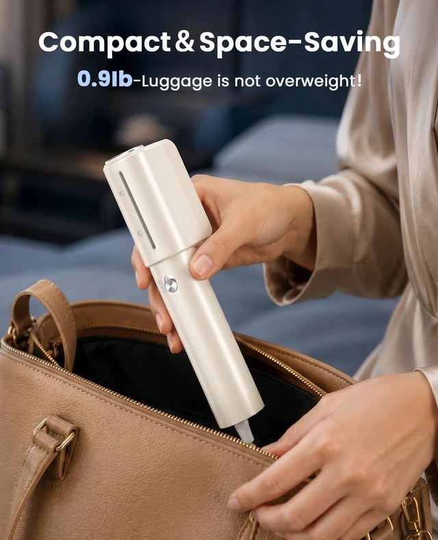 Alt view image 3 of 7 - Travel Portable Mini Dual VoltageSteamer For Clothes | 100-220V,0.9Ib Light,9 * 2.6in Small Size,15s Heat-Up,Ceramic Panel,for Global Europe Traveling