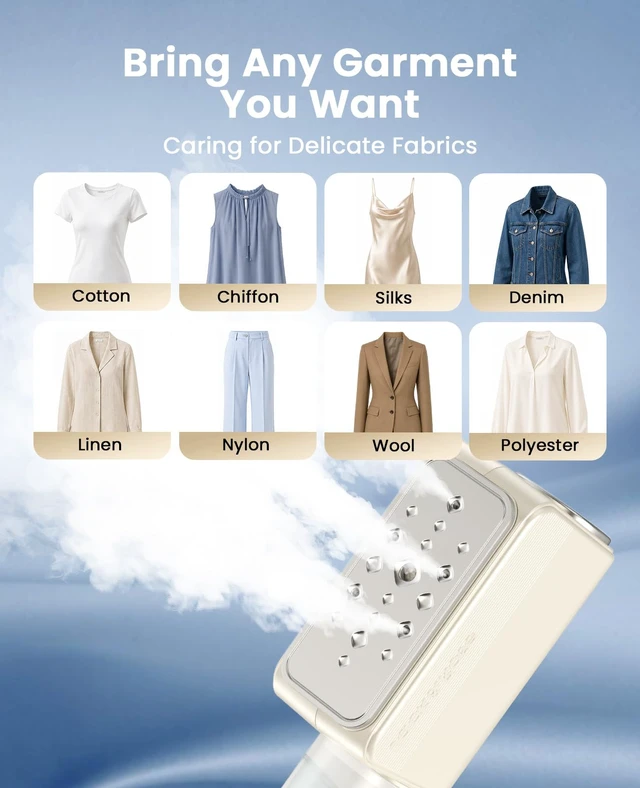 Alt view image 6 of 7 - Travel Portable Mini Dual VoltageSteamer For Clothes | 100-220V,0.9Ib Light,9 * 2.6in Small Size,15s Heat-Up,Ceramic Panel,for Global Europe Traveling