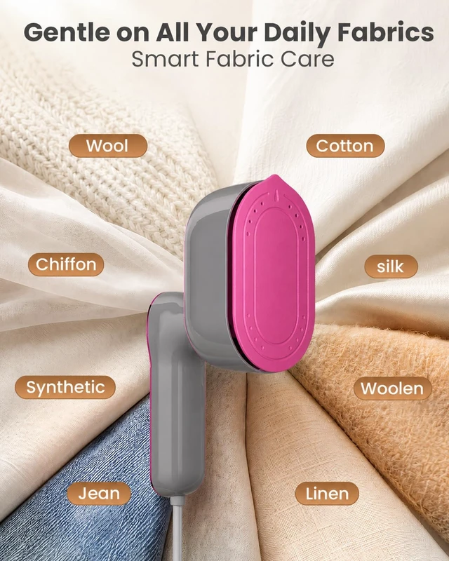 Alt view image 7 of 7 - Steamer for Clothes, Handheld Portable Iron Steamer, 2-in-1 Dry & Steam, 180° Rotatable Handle, 20s Fast Heat-Up, 970W Travel Steamer for Home & Travel, 120V Only