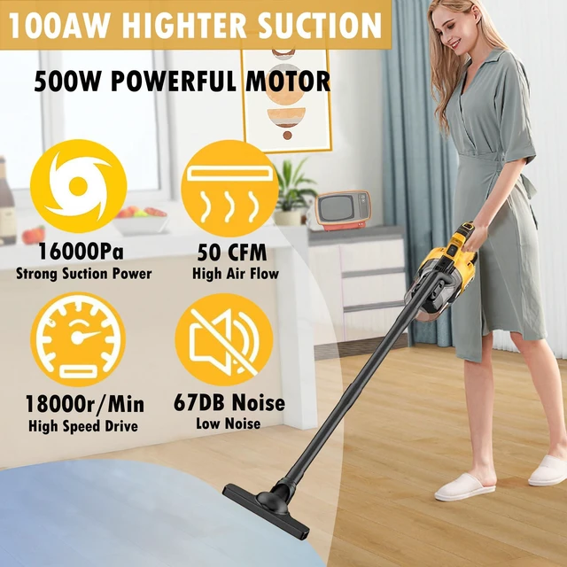 Alt view image 2 of 7 - Cordless Vacuum Cleaner for Dewalt 20V Battery, 5 in 1 Handheld Electric Vacuum with Washable HEPA Filter50CFM 100AW Cordless Vacuum for Floor, Carpet, Car(Battery Not Included)