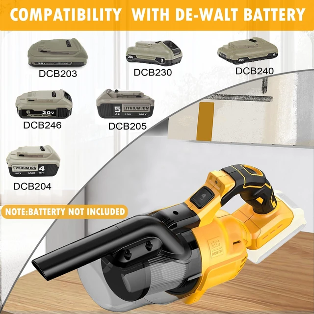 Alt view image 6 of 7 - Cordless Vacuum Cleaner for Dewalt 20V Battery, 5 in 1 Handheld Electric Vacuum with Washable HEPA Filter50CFM 100AW Cordless Vacuum for Floor, Carpet, Car(Battery Not Included)