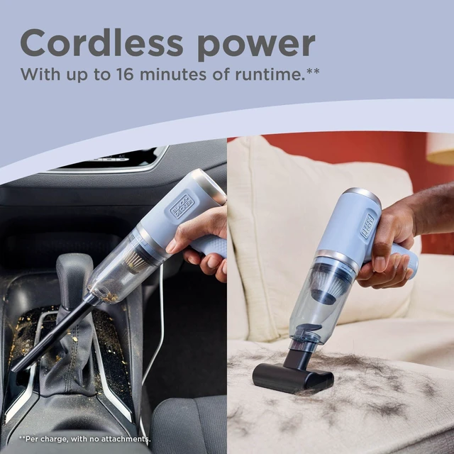 Alt view image 4 of 7 - dustbuster mini Handheld Vacuum Cordless 2-in-1, Aura (MDB-3) | 4 Attachments, 13 AW, 250 mph Air Flow, 8V Car vacuum, Air Duster, LED Lights, Lightweight desk vacuum, USB Charging