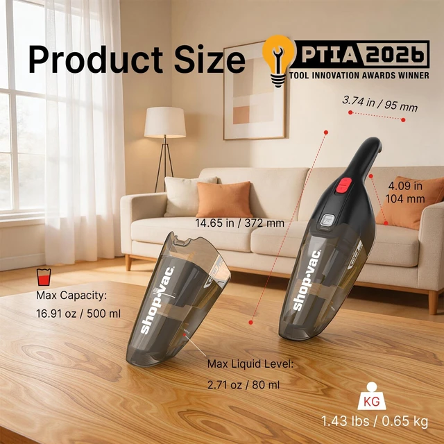 Alt view image 2 of 7 - Wet/Dry Handheld Vacuum Cordless, Wall-Mounted Hand Vac, Black | Powerful Portable Car Vacuum Rechargeable with Crevice Tool, Lightweight Hand Vacuum for Home & Car, Washable Filter
