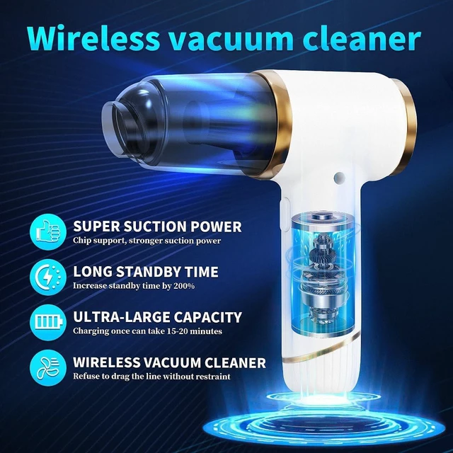 Alt view image 2 of 5 - PATO Handheld Vacuum Cleaner, with 15000PA Powerful Suction Force, Wireless Design, Portable Vehicle-Mounted Vacuum Cleaner, Suitable for Both Home and car use, White