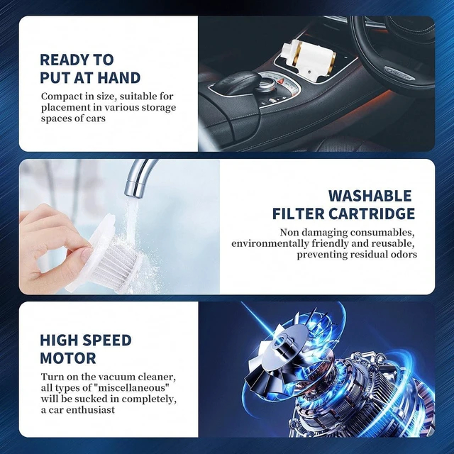 Alt view image 3 of 5 - PATO Handheld Vacuum Cleaner, with 15000PA Powerful Suction Force, Wireless Design, Portable Vehicle-Mounted Vacuum Cleaner, Suitable for Both Home and car use, White