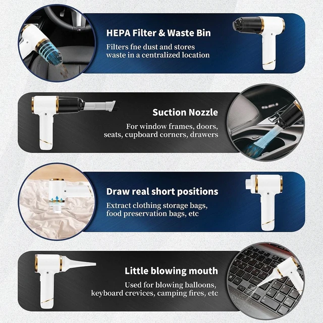 Alt view image 4 of 5 - PATO Handheld Vacuum Cleaner, with 15000PA Powerful Suction Force, Wireless Design, Portable Vehicle-Mounted Vacuum Cleaner, Suitable for Both Home and car use, White