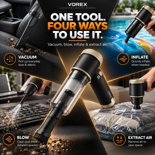 Alt view image 3 of 7 - Cordless Car Vacuum Cleaner & Air Duster with Car Cleaning Gel, 4-in-1 Handheld Vacuum, 16000Pa Suction, LED Light, Rechargeable Mini Vacuum for Car, Home & Office