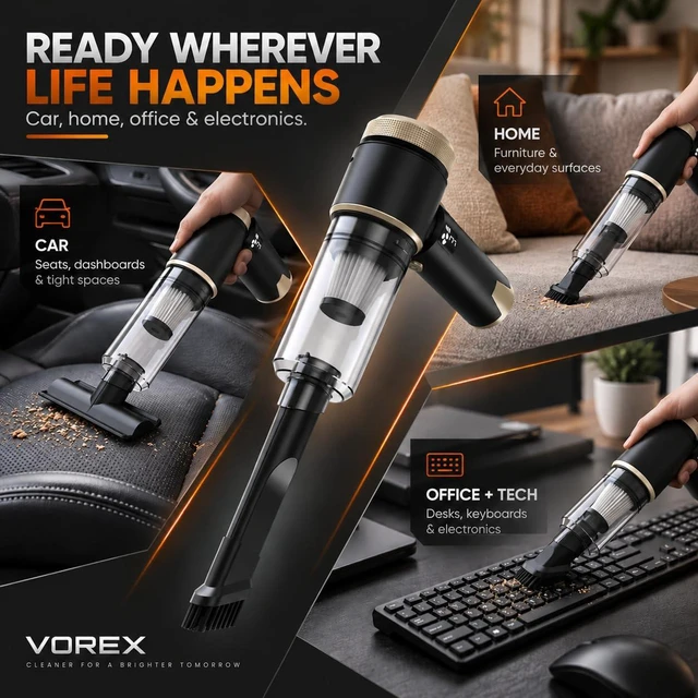 Alt view image 7 of 7 - Cordless Car Vacuum Cleaner & Air Duster with Car Cleaning Gel, 4-in-1 Handheld Vacuum, 16000Pa Suction, LED Light, Rechargeable Mini Vacuum for Car, Home & Office