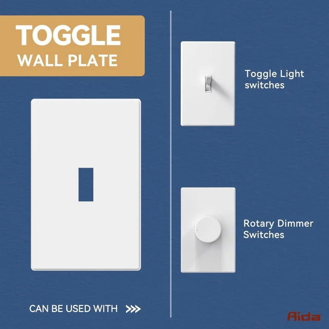 Alt view image 5 of 7 - 1-Gang Midsize Screwless Toggle Light Switch Cover Plate, Matte White Unbreakable Thermoplastic Replacement for Lightswitch Wall Plate Cover, UL Listed, 1-Pack, 4.88"H x 3.13"L
