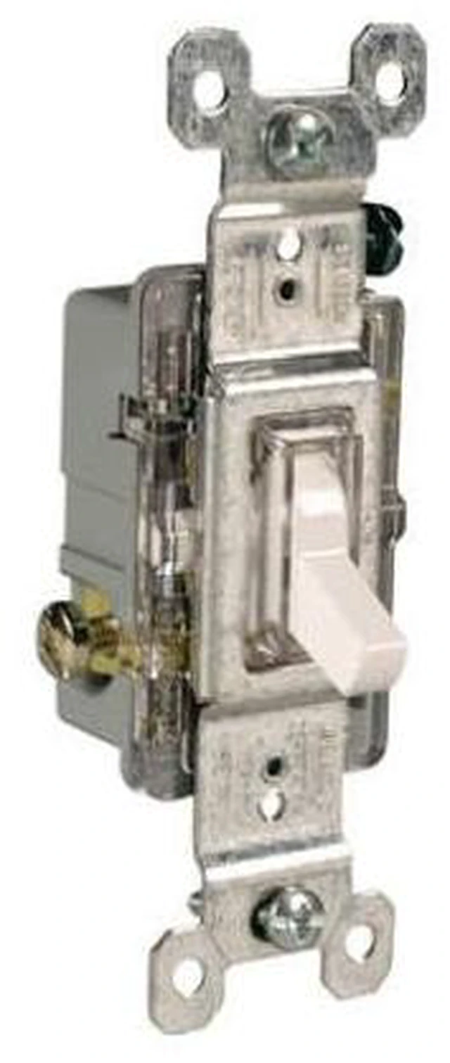 Main image of Legrand 15 Amp Single Pole Lighted Toggle Light Switch, White 1 Pack | Pass & Seymour Trademaster, Resi Grade, Push Wire, Side Wife, CCA Wiring, Light Switch, Framed Toggle Lighted When Off