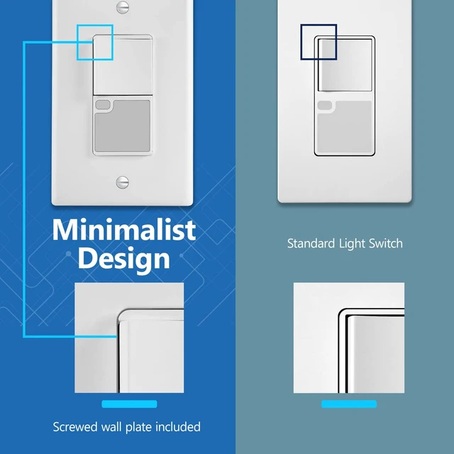 Alt view image 3 of 6 - LED Guide Light Paddle Switch, 125VAC/15A, UL Listed, Matte White | Night Light Light Switch, 3-Way Or Single Pole, Thermoplastic, Operates Automatically
