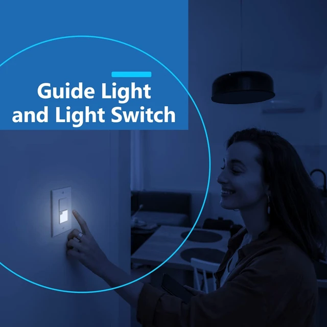 Alt view image 5 of 6 - LED Guide Light Paddle Switch, 125VAC/15A, UL Listed, Matte White | Night Light Light Switch, 3-Way Or Single Pole, Thermoplastic, Operates Automatically