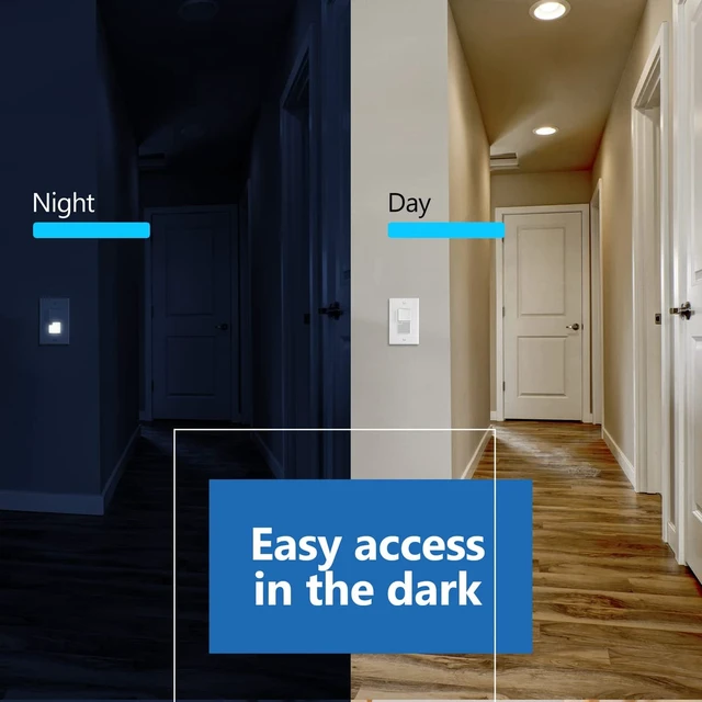 Alt view image 6 of 6 - LED Guide Light Paddle Switch, 125VAC/15A, UL Listed, Matte White | Night Light Light Switch, 3-Way Or Single Pole, Thermoplastic, Operates Automatically