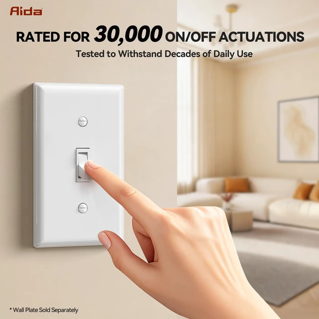 Alt view image 3 of 7 - 1 Pack Single Pole Toggle Light Switch, 15 Amp, 120 Volt, Toggle Framed AC Quiet Switch, in Wall On/Off Switch Replacement, Self-Grounding, Residential and Commercial Grade, UL,Glossy White